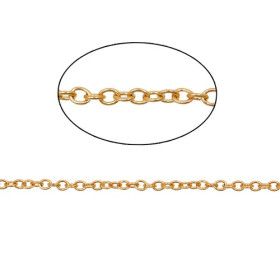 H11H02012G – Lot de 0.5 ou 1 mètre de Chaîne Maille Fine 2 mm – Acier Inoxydable 316 Chirurgical Doré à l’or fin 18K PVD