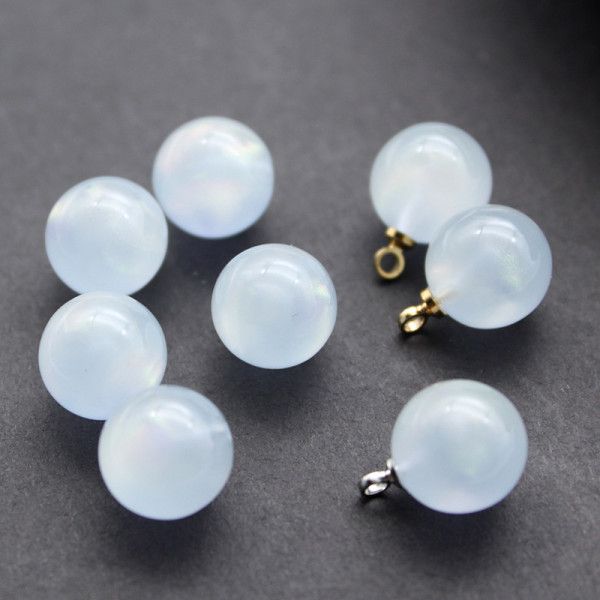 Pendentifs Rond 8 mm, Opale synthétique métal finition Doré