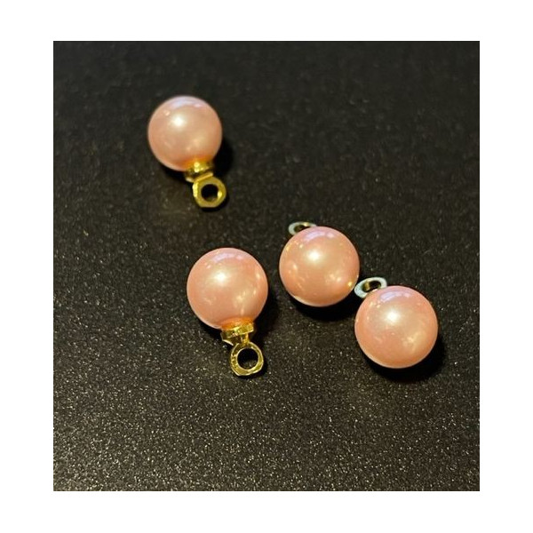 Pendentifs Rond 6 mm Nacre Rose métal finition Doré