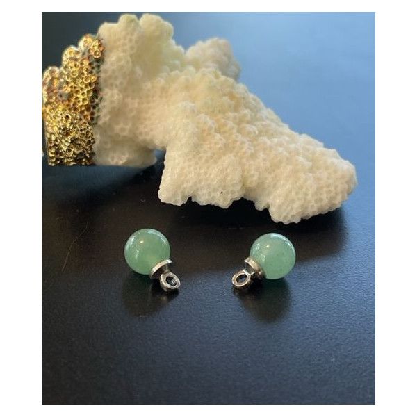 Pendentifs Rond 6 mm Aventurine,  métal finition Argenté