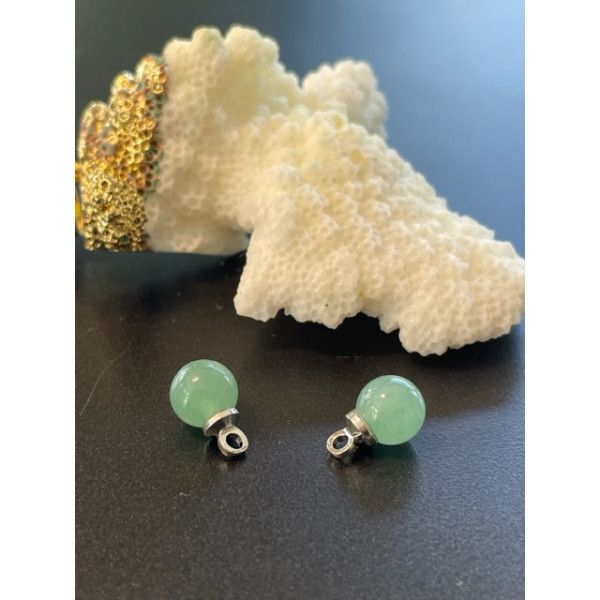 Pendentifs Rond 6 mm Aventurine,  métal finition Argenté
