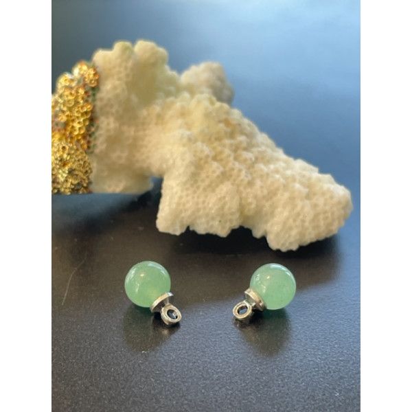 Pendentifs Rond 6 mm Aventurine,  métal finition Argenté