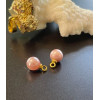 Pendentifs Rond 6 mm Nacre Rose métal finition Doré