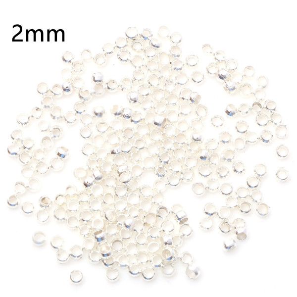 Perles à Écraser 2mm, Cuivre finition Argent Vif