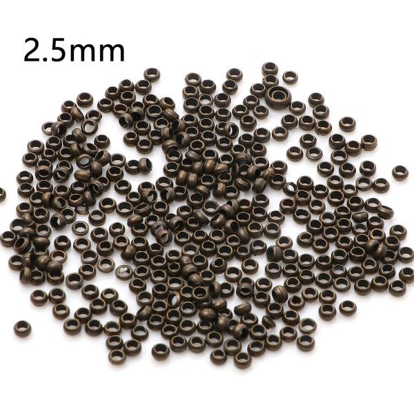 Perles à Écraser 2.5mm, Cuivre finition Bronze