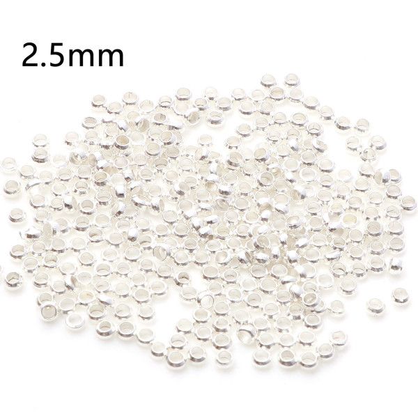 Perles à Écraser 2.5mm, Cuivre finition Argent Vif