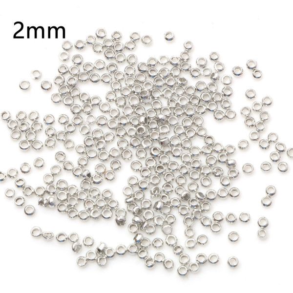 Perles à Écraser 2mm, Cuivre finition Argent Platine