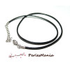 Colliers Corde NOIRE diamètre  1.5mm avec fermoirs et chaine de confort