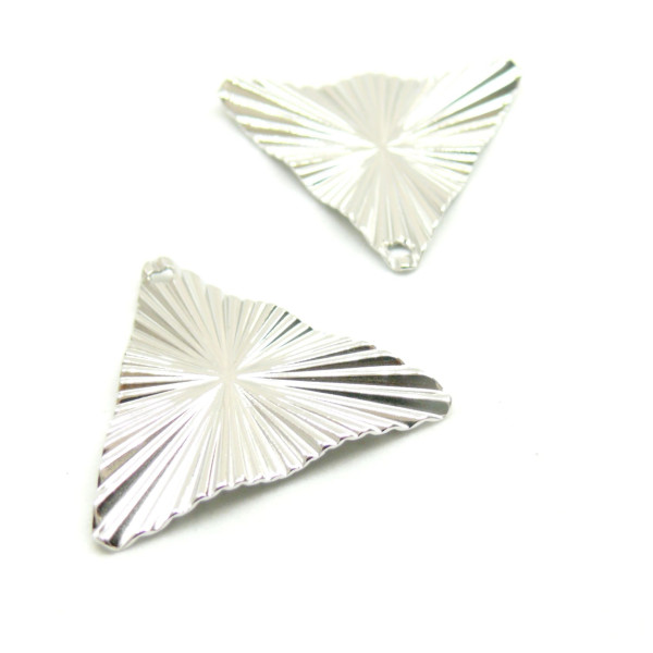 Pendentifs Géométrique, Triangle Strié, Acier Inoxydable 304, finition Argenté