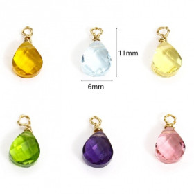 Pendentif, Goutte en verre facetté VIOLET 11mm,  Acier Inoxydable 304 finition Doré