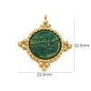Pendentif Boho Chic, trou transversale , Jade Africaine 22mm, Acier Inoxydable 304 finition Doré, PVD