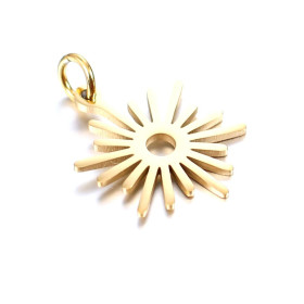 Pendentifs, Soleil avec anneau 14 mm Doré, Acier Inoxydable 304 pour bijoux raffinés