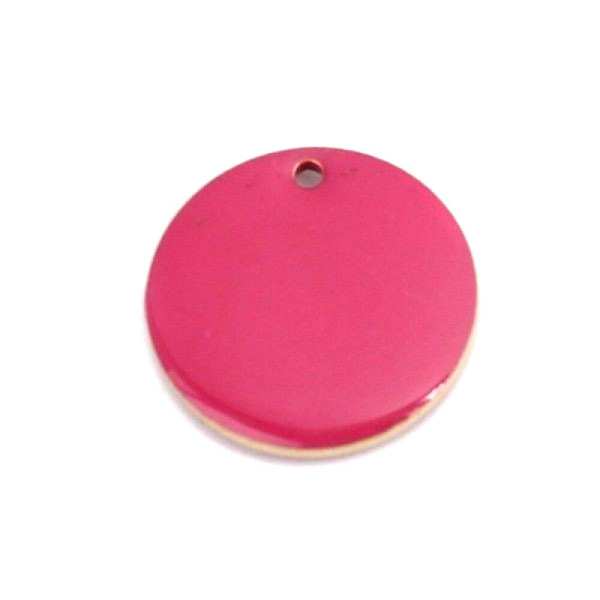 Sequins résine style émaillés rond Rose Grenade16 mm sur une base en métal dore