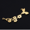 Pendentifs, Connecteur Oiseau Colibri avec Fleurs 40mm, Acier Inoxydable 304 finition Doré