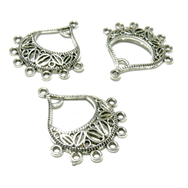 Pendentifs, Chandeliers ETHNIQUE Pondichery 34mm, laiton  ARGENT ANTIQUE