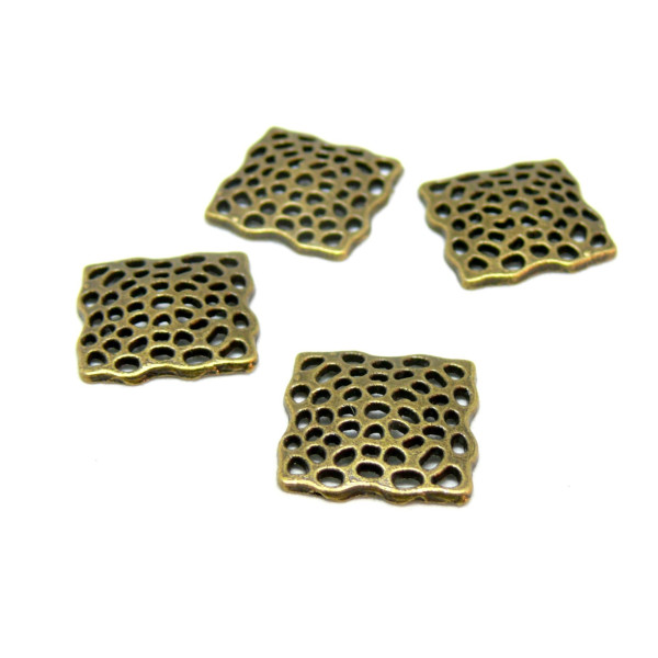 PAX environ 30 multi connecteur pendentif carré dentelle 2Y6733 metal couleur Bronze