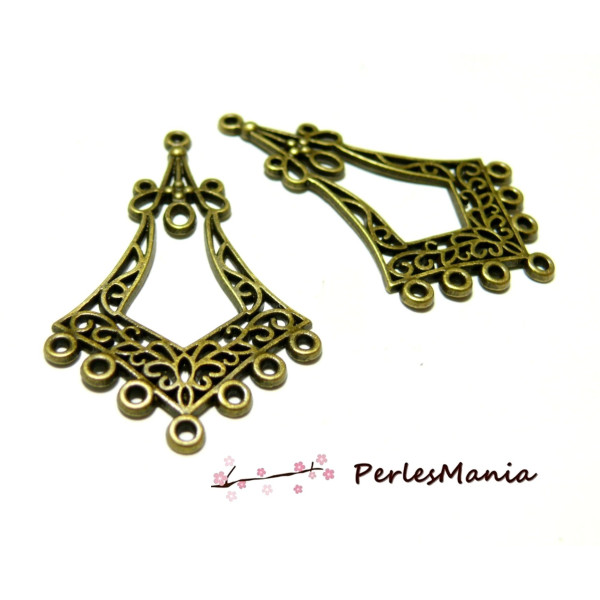 Pendentifs multi connecteurs art nouveau, laiton finition Bronze