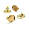 Supports de Boucles d' oreille Puce, forme ovale 10 par 14mm, Acier Inoxydable 304 finition Doré, placage IONIQUE