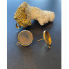 Supports Boucles d' oreille, Puce avec attache pour cabochon 14mm, Acier Inoxydable finition Doré, placage IONIQUE
