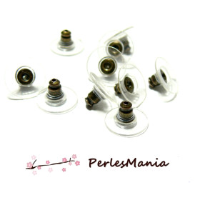 Embouts, poussoir, bouchon stoppeur et Plastique pour boucle d'oreille, laiton finition Bronze