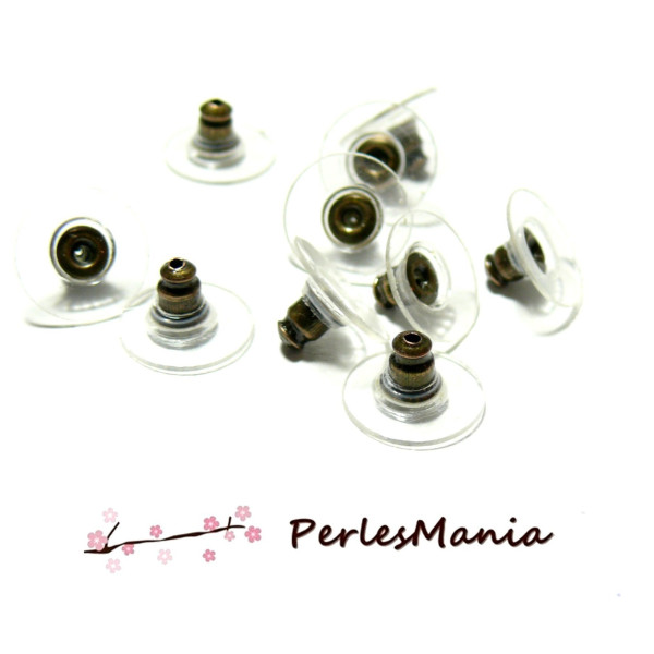 Embouts, poussoir, bouchon stoppeur et Plastique pour boucle d'oreille, laiton finition Bronze
