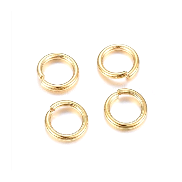 Anneaux de jonction 6 par 1mm , ACIER INOXYDABLE 304,  finition Doré à l'or fin 24K