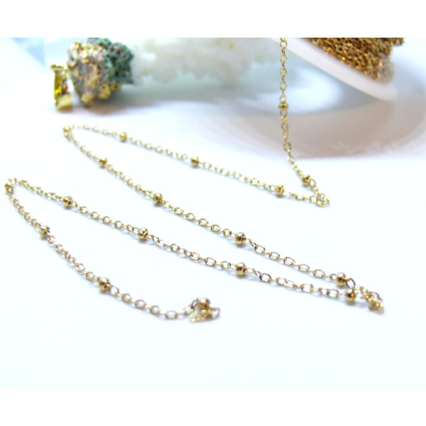 Chaine maille Jaseron fine 1.5mm,  Acier Inoxydable 304 finition Doré, placage PVD