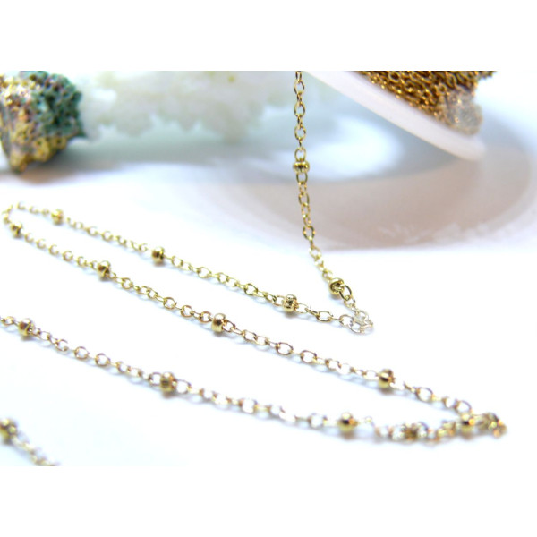 Chaine maille Jaseron fine 1.5mm,  Acier Inoxydable 304 finition Doré, placage PVD