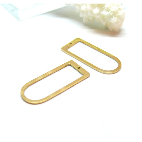 Pendentif Géométrique 30 par 13mm, Acier Inoxydable, finition Doré, Placage IONIQUE