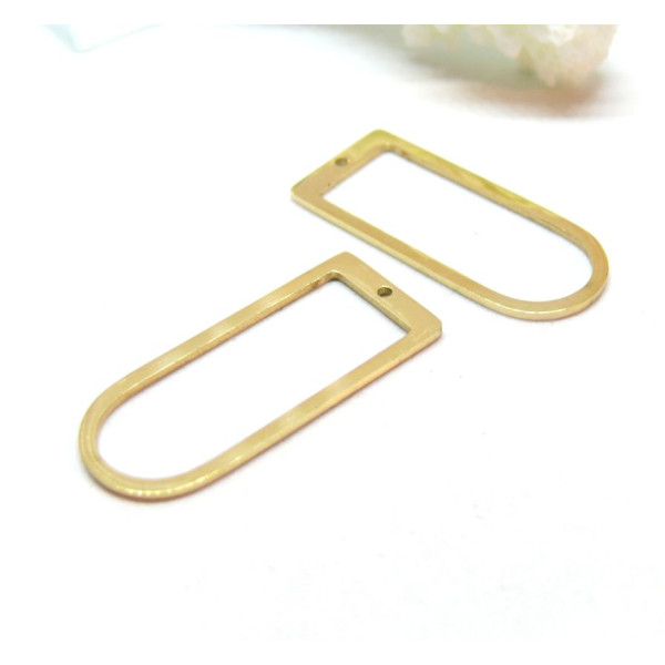 Pendentif Géométrique 30 par 13mm, Acier Inoxydable, finition Doré, Placage IONIQUE