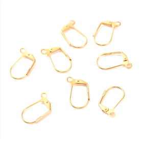 Boucles d'oreille dormeuses avec anneau d'attache 17mm, Acier Inoxydable, finition doré à l'or fin 18K, Placage IONIQUE