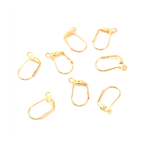 Boucles d'oreille dormeuses avec anneau d'attache 17mm, Acier Inoxydable, finition doré à l'or fin 18K, Placage IONIQUE