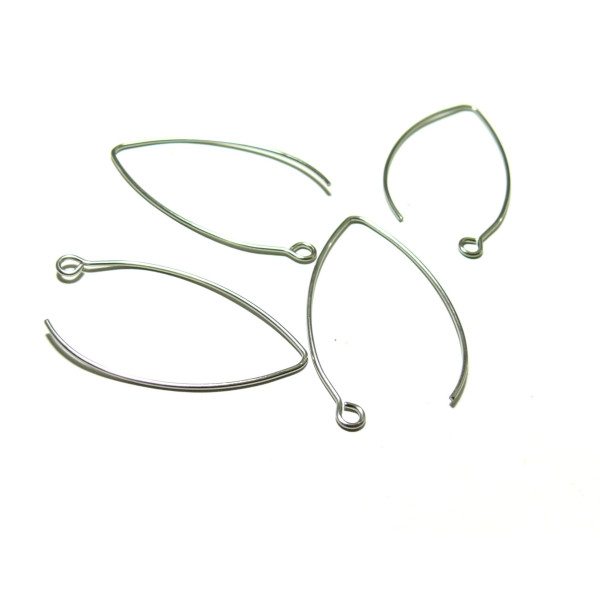 Grands crochets boucles d’oreilles 40 mm – Acier Inoxydable 304 Argent Platine Rhodié