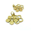 Pendentifs avec anneau , Double Fleur 19mm,  Acier Inoxydable 304 Doré