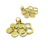 Pendentifs avec anneau , Double Fleur 19mm,  Acier Inoxydable 304 Doré