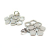 Pendentifs avec anneau , Double Fleur 19mm,  Acier Inoxydable 304 Argenté
