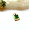 Pendentif  forme Rectangle avec Zirconium Vert 13 par 6mm Acier Inoxydable 304 finition Doré