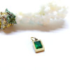 Pendentif  forme Rectangle avec Zirconium Vert 13 par 6mm Acier Inoxydable 304 finition Doré