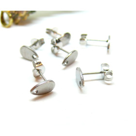 HR06338 – Lot de 6 Boucles d’oreille Clou Mini Goutte 8x5mm avec Trou – Acier Inoxydable Argent Platine