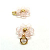 Pendentifs forme Fleur avec perles en verre Rose Pale,  Acier Inoxydable 304 finition Doré