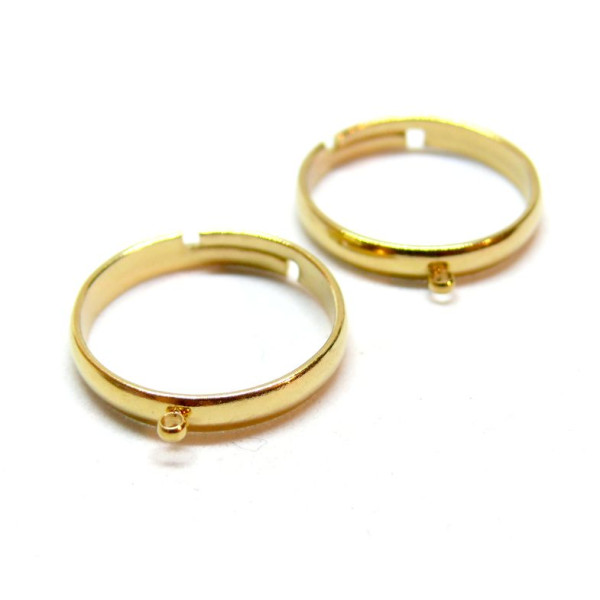 Bagues largeur 3mm avec anneau pour y accrocher une breloque, Acier Inoxydable finition Doré