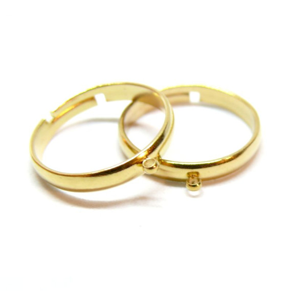 Bagues largeur 3mm avec anneau pour y accrocher une breloque Acier Inoxydable finition Doré