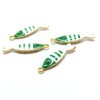 Pendentifs Poissons 18 par 5mm, Résine style émaillé, Acier Inoxydable 304 finition Doré, PVD