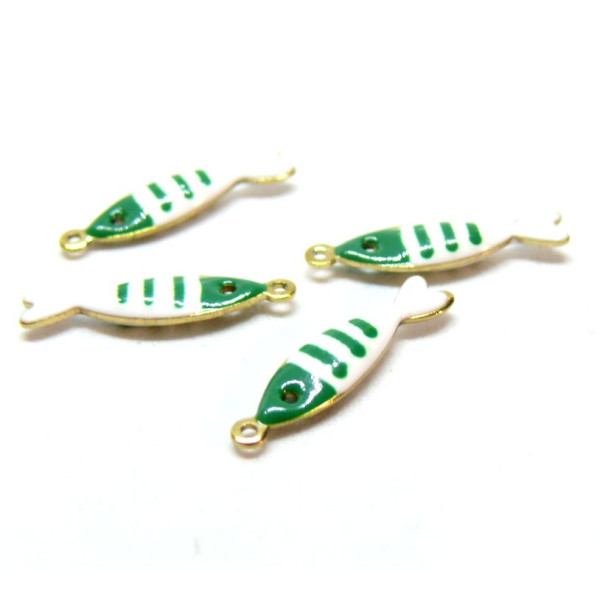 Pendentifs Poissons 18 par 5mm, Résine style émaillé, Acier Inoxydable 304 finition Doré, PVD