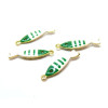 Pendentifs Poissons 18 par 5mm, Résine style émaillé, Acier Inoxydable 304 finition Doré, PVD