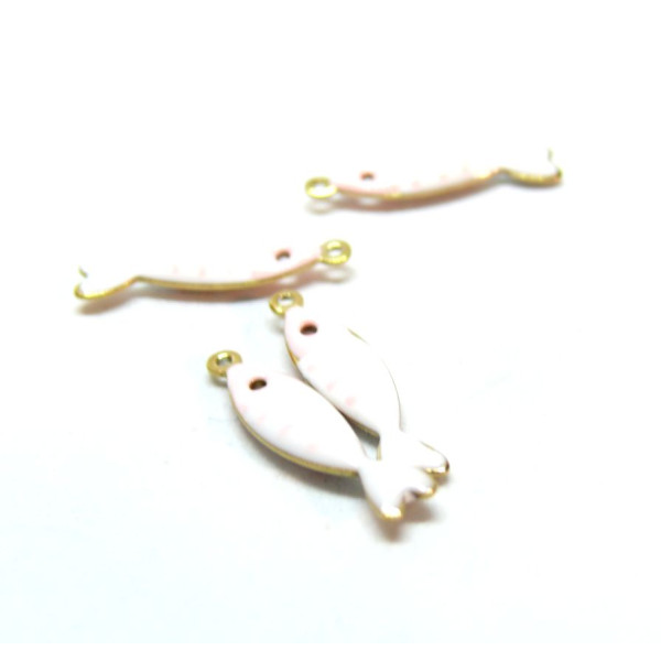 Pendentifs Poissons 18 par 5mm, Résine style émaillé, Acier Inoxydable 304 finition Doré, PVD