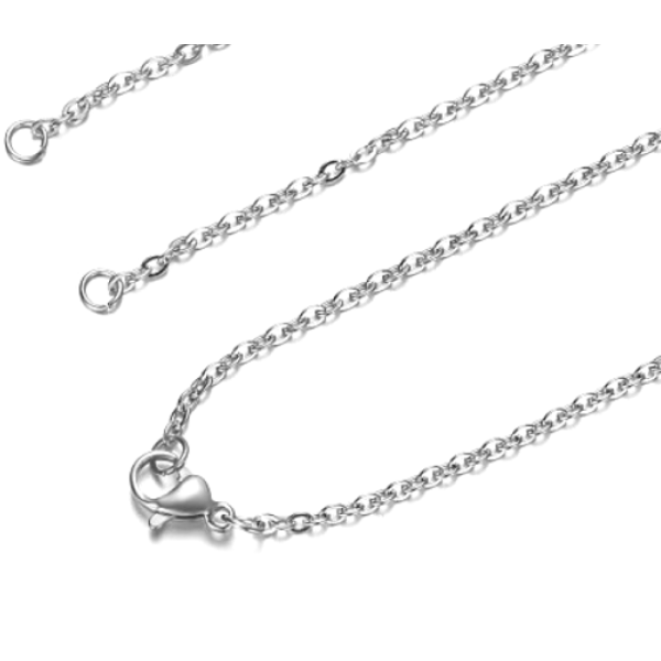 Colliers réglable  46cm pour intercalaire maille forçat 1.5mm en Acier Inoxydable 304 finition Argenté