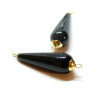 Connecteur Perle Goutte  30mm, Agate noire,  Acier Inoxydable 304, Doré à l'or fin 18K