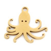 Pendentifs Pieuvre 17mm, Acier Inoxydable finition doré à l'or fin 18K