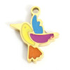 Pendentifs Oiseau 10mm, résine émaillé, Acier Inoxydable 316L, Doré à l'or fin 18K